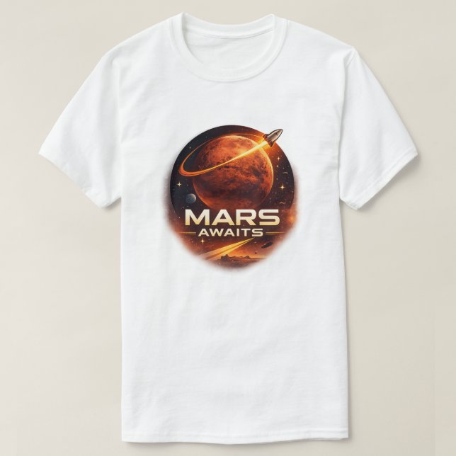 T-shirt Mars attend une exploration spatiale futuriste (Design devant)