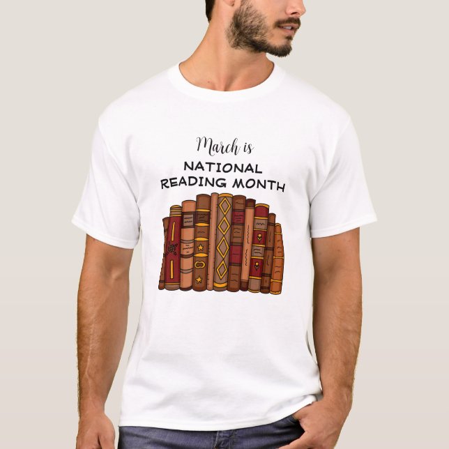 T-shirt Mars est le mois national de la lecture (Devant)