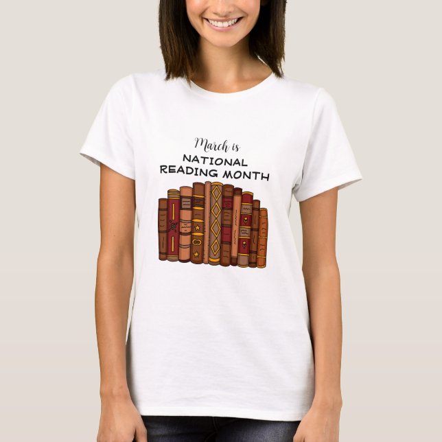 T-shirt Mars est le mois national de la lecture (Devant)