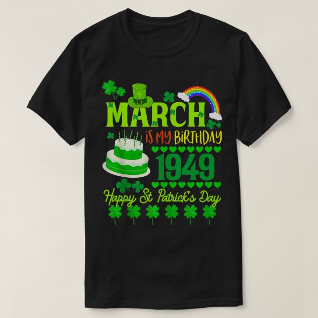 T-shirt Mars Est Mon Anniversaire 75 1949 Jour de la Saint (Design devant)