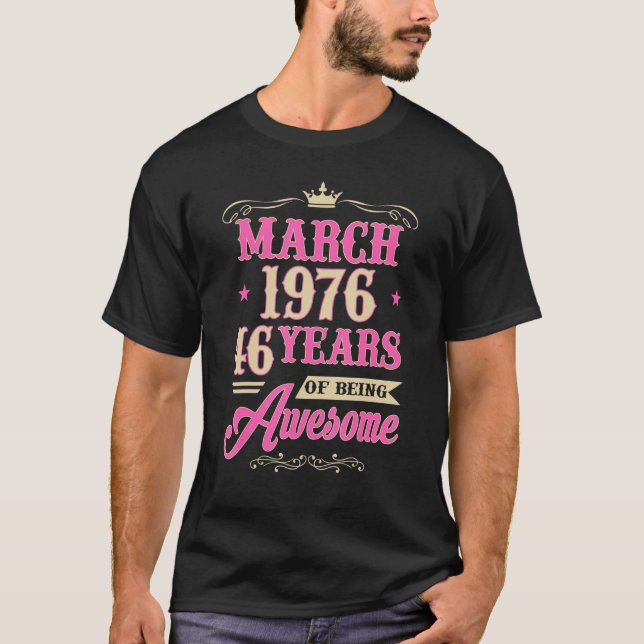 T-shirt Mars Fille 1976 T 46e anniversaire 46 ans (Devant)
