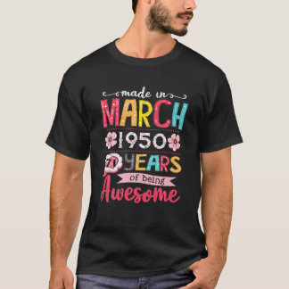 T-shirt Mars Filles 1950 Cadeau Anniversaire 71 Ans Fabriq
