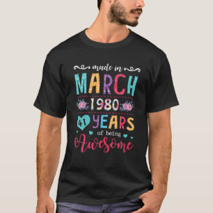 T-shirt Mars Filles 1980 Cadeau Anniversaire 41 ans Fabriq