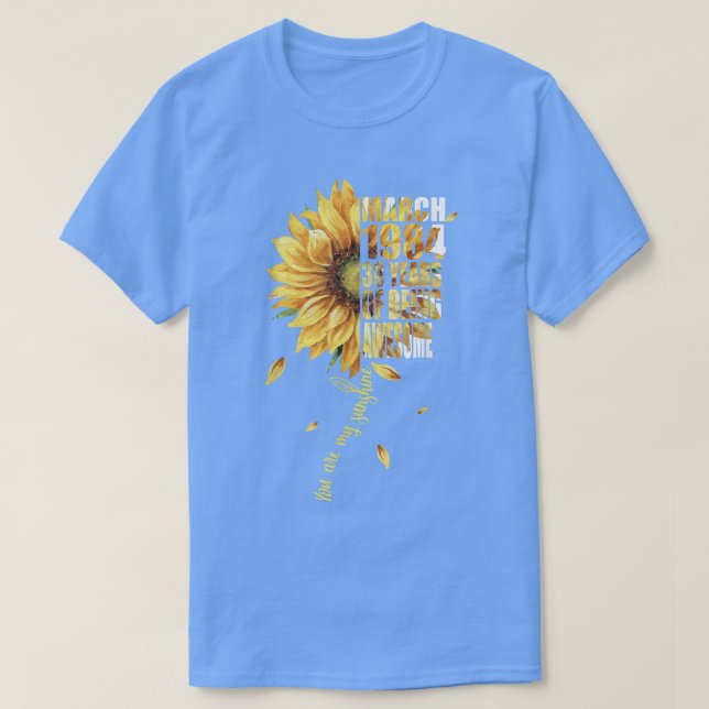 T-shirt Mars Girl 1984 Tournesol 38e anniversaire 38 ans O (Design devant)