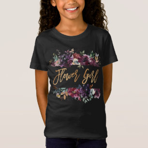T-Shirt Marsala Bourgogne Floral Flower Girl