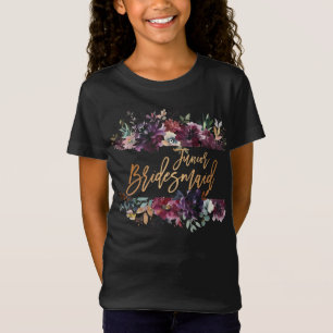 T-Shirt Marsala Bourgogne Floral Gold Foil Jr Bridesmaid