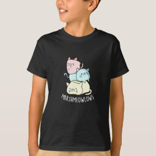 T-shirt Marsh-meow-low Funny Chat Marshmallow Pun Dark BG