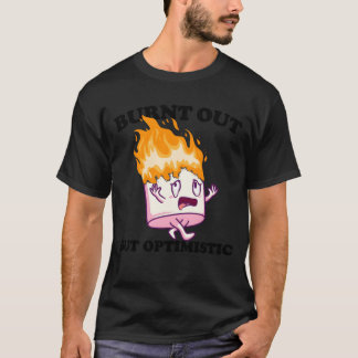 T-shirt Marshmallow de camping rétro épuisé mais optimiste