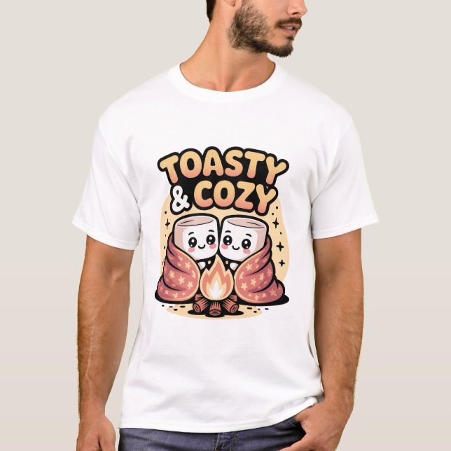 T-shirt Marshmallows Toasty Drôle de Camping (Devant)