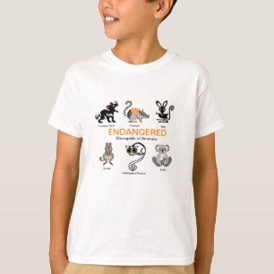 T-shirt MARSUPIALS - Carte des animaux en voie de disparit