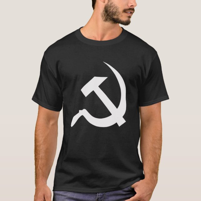 T-shirt Marteau blanc et faucille de style classique sur (Devant)