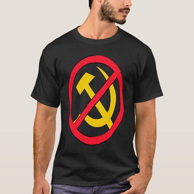 T-shirt Marteau et faucille disent non au communisme et au (Devant)