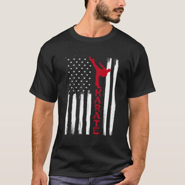 T-shirt Martial Arts American Flag US Karate Fighter (Devant)