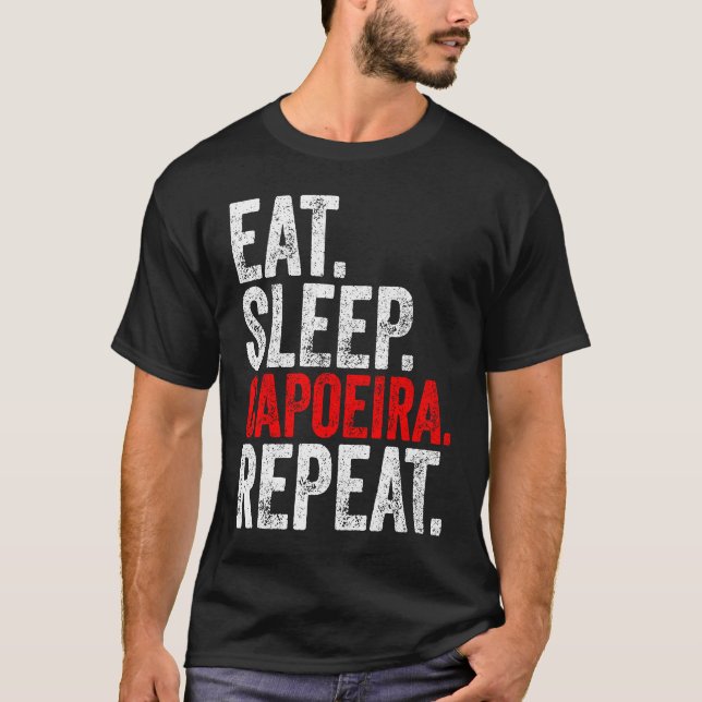 T-shirt Martial Ninja Costume  Eat Sleep Capoeira Repeat (Devant)