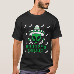 T-shirt Martian Alien Illégal Zone Mexicaine-51 Drôle Hall