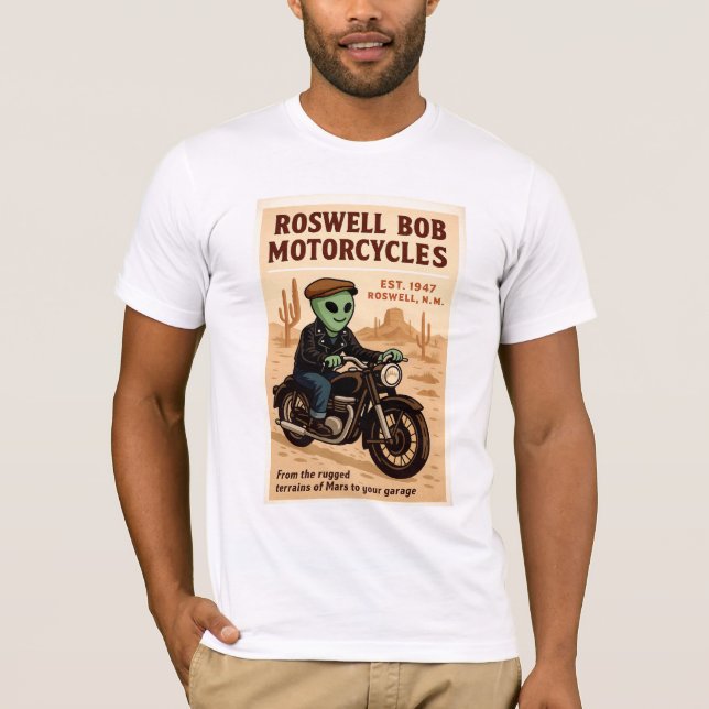 T-shirt Martian Motorcycles Roswell Aliens 1950's Retro (Devant)