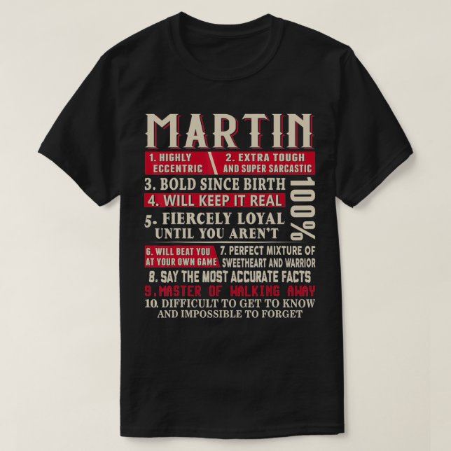 T-shirt Martin Nom Cadeau Martin Nom de famille  (Design devant)