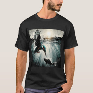 T-shirt Martin-pêcheur plongeant pour pêcher, art généré p