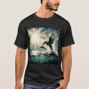 T-shirt Martin-pêcheur plongeant pour pêcher, art généré p