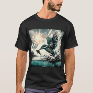 T-shirt Martin-pêcheur plongeant pour pêcher, art généré p