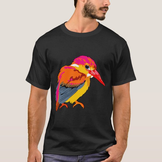 T-shirt Martin-pêcheur rose et orange (Devant)