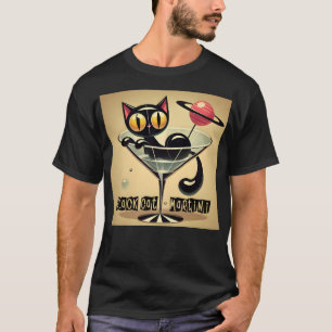 T-shirt Martini Black Cat Futuriste Atomique Espace