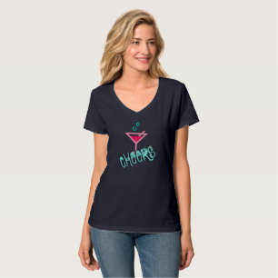 T-shirt Martini - Boisson d'alcool Pop Art, rose et turquo