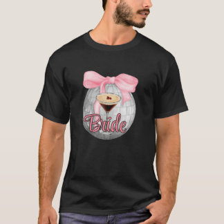 T-shirt Martini Bride Coquette Pink Bows Disco Ball Bachel