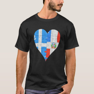 T-shirt Martiniquais Dominicaine Drapeau Coeur