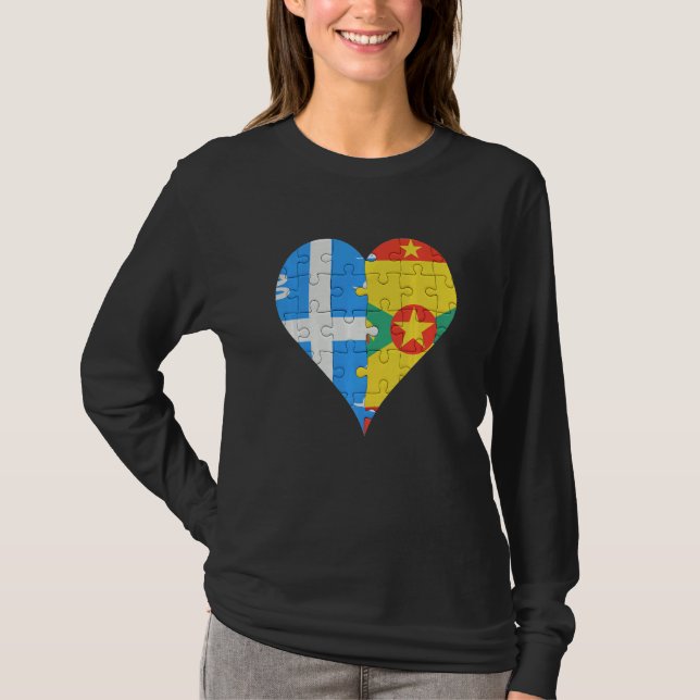 T-shirt Martiniquais Grenadan Drapeau Coeur (Devant)
