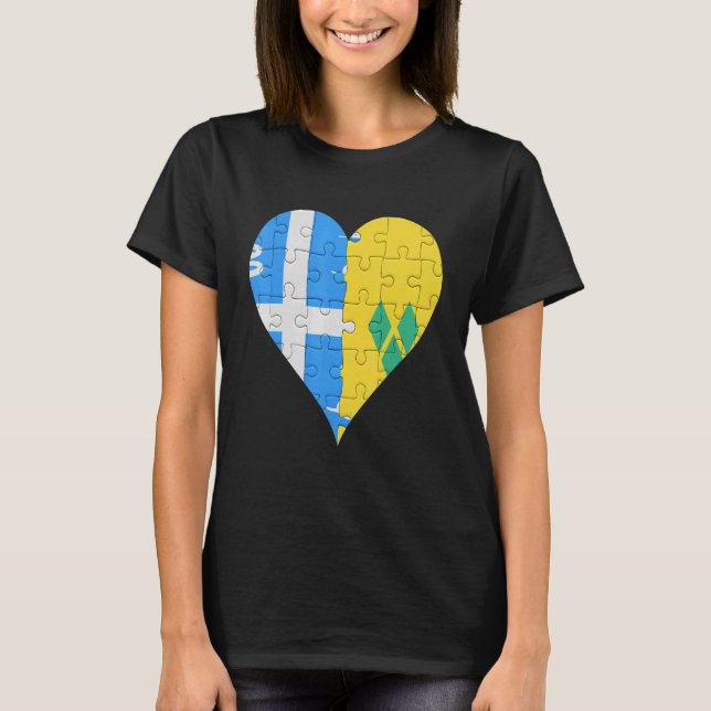 T-shirt Martiniquais Saint-Vindain Drapeau Coeur (Devant)