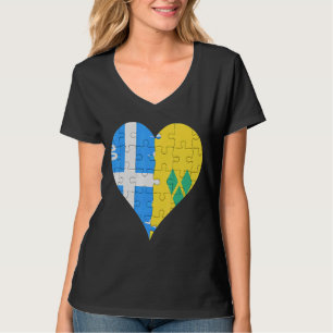 T-shirt Martiniquais Saint-Vindain Drapeau Coeur