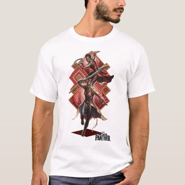 T-shirt Marvel Black Panther Film Okoye Nakia Diamond Pos (Devant)