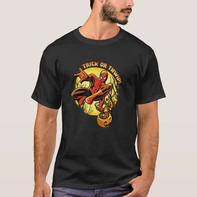 T-shirt Marvel Classique Halloween Spider Man Trick Or Thw (Devant)
