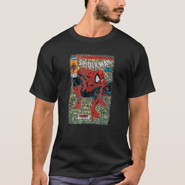 T-shirt Marvel Comics Rétro Classic Spider Man Torment Dis (Devant)