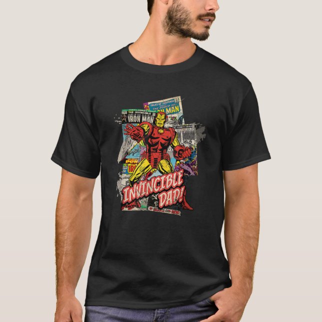 T-shirt Marvel Iron Man Invincible Papa Père s Day Comédie (Devant)