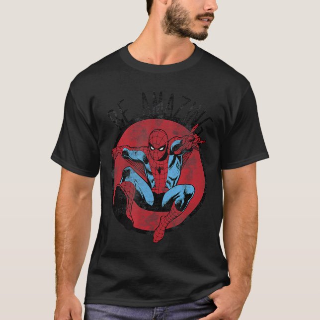 T-shirt Marvel SpiderMan Be Amazing Distressed Comic Circl (Devant)