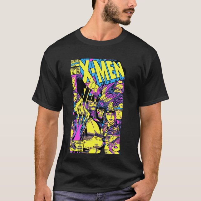 T-shirt Marvel X-Men Wolverine & Team Epic Neon Comic Cove (Devant)
