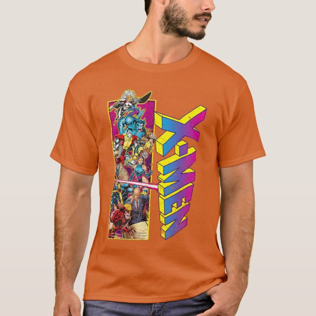 T-shirt Marvel XMen Retro Comic Group Mashup boy (Devant)