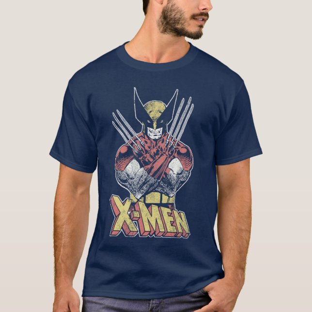 T-shirt Marvel XMen Wolverine Bande dessinée classique Vin (Devant)