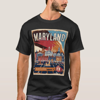 T-shirt Maryland 1950s États-Unis Tourisme Rétro Vintage