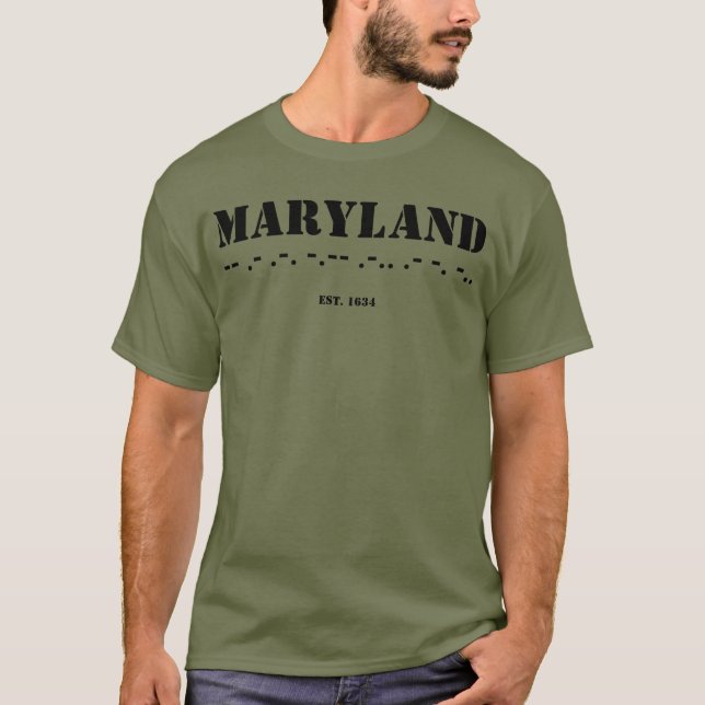 T-shirt Maryland Code Morse Est 1634 Militaire (Devant)