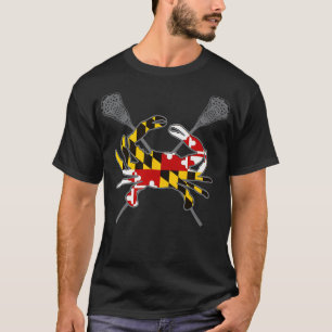 T-shirt Maryland Crab Lacrosse Crossed Stick MD Drapeau Ma