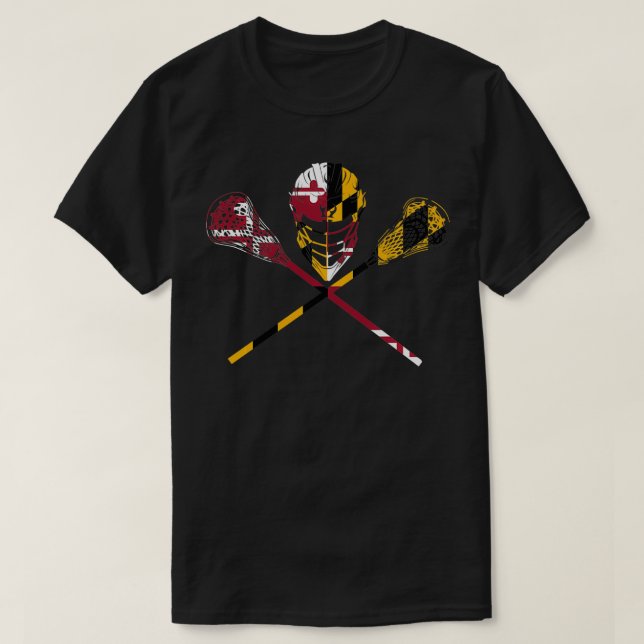 T-shirt Maryland Drapeau Lacrosse Boys Mens Womens College (Design devant)