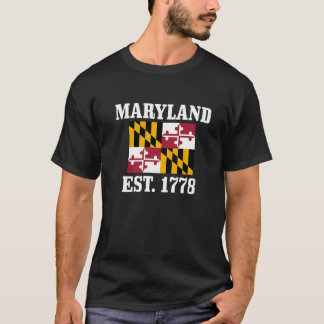 T-shirt Maryland Est 1778 Vinage Maryland Flag Pride