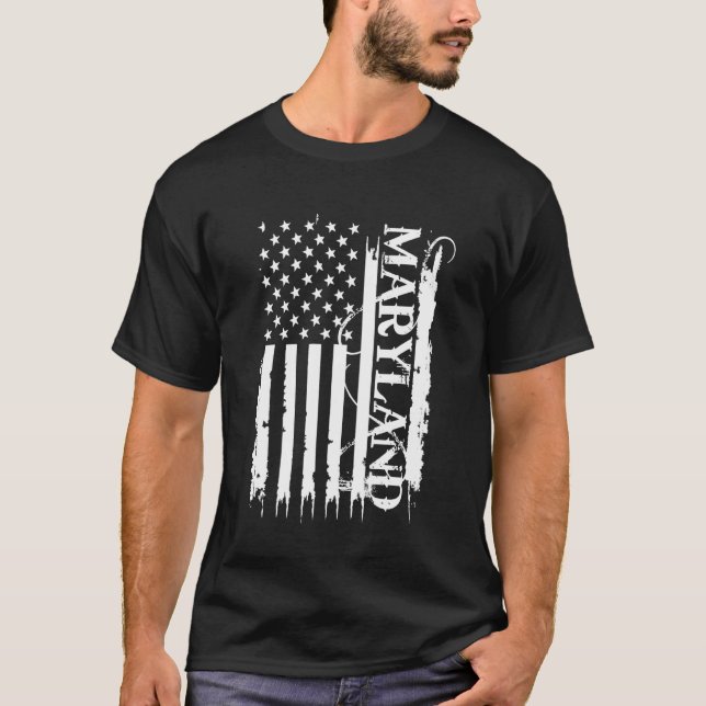 T-shirt Maryland États-Unis en détresse avec le drapeau am (Devant)