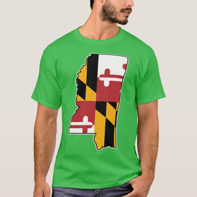 T-shirt Maryland Flag Mississippi Map Oversized (Devant)