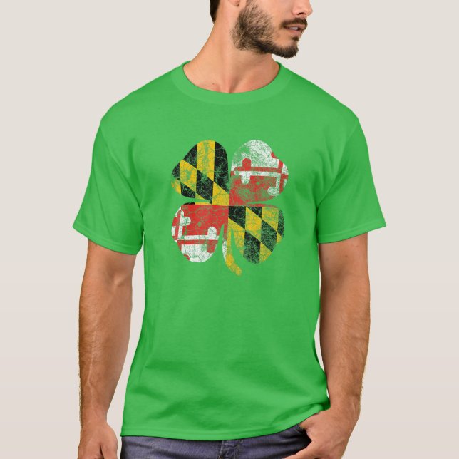 T-shirt Maryland Flag Shamrock Irish St Patricks Day Coupl (Devant)