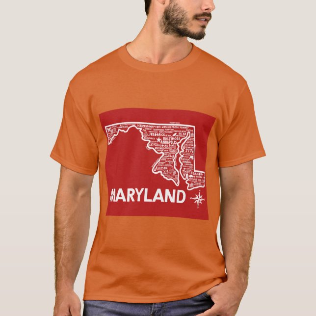 T-shirt Maryland Map (Devant)