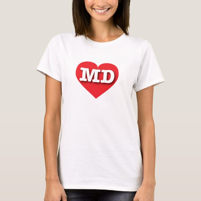 T-shirt Maryland Red Heart - J'aime MD (Devant)